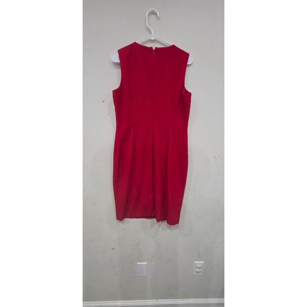 Calvin Klein Red Sleeveless Pleated Tiered Sheath Dress Size 8 - Picture 4 of 6